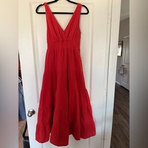 Universal Thread Red V-Neck Tiered Maxi Dress